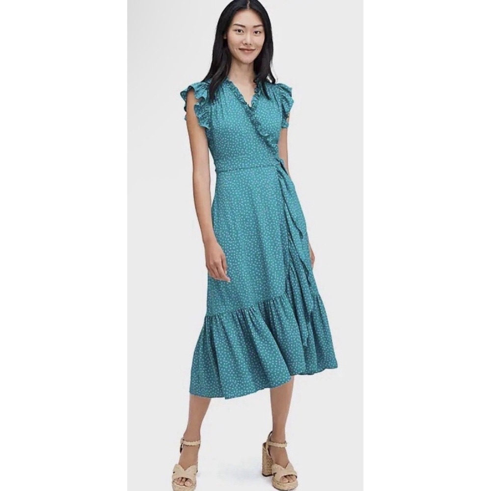 KATE SPADE NY Poolside Dot Ruffle Wrap Dress, Size 6 Polka Dot